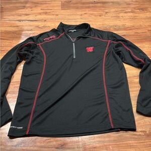 Ping Wisconsin Badger Black and Red Athletic Quarter Zip